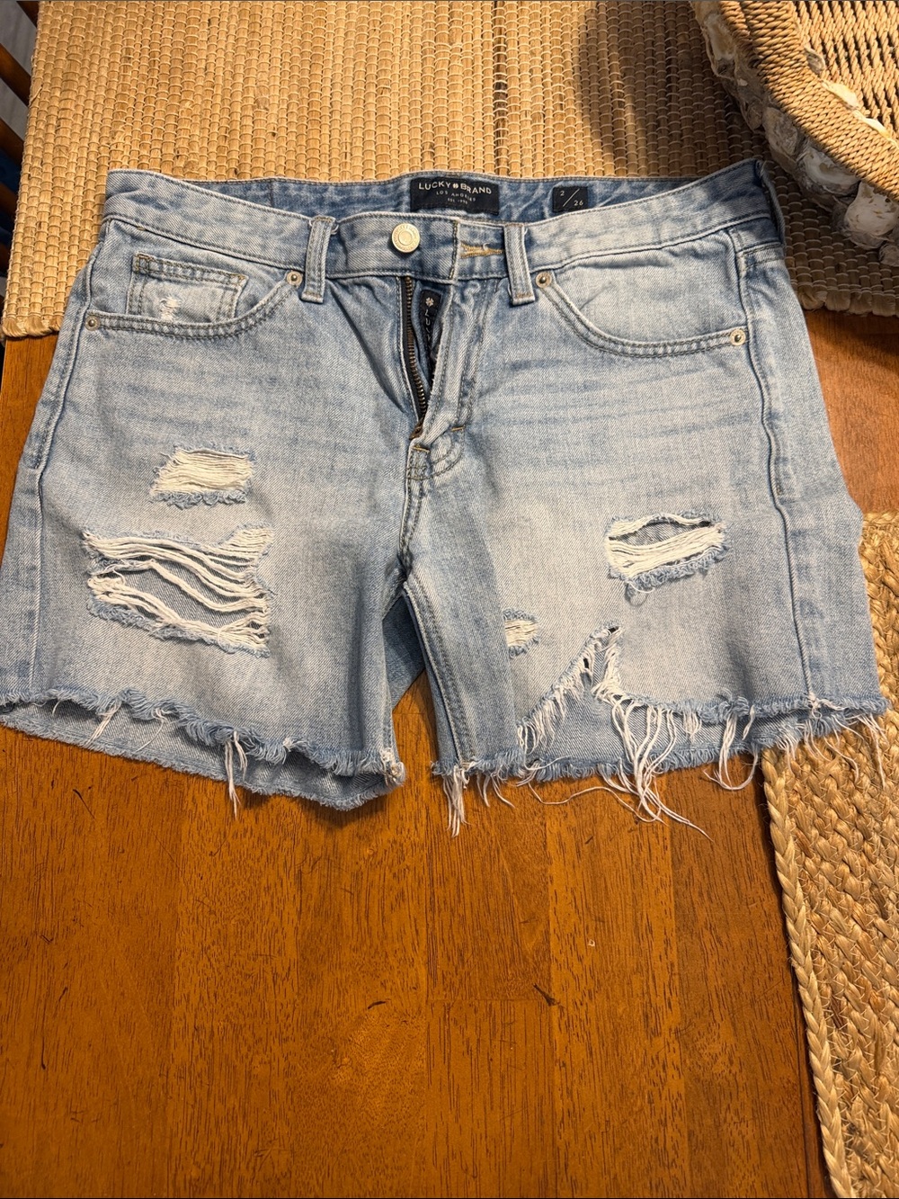Lucky Brand Light Blue Distressed Denim Cutoff Shorts